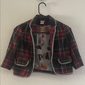 Harajuku Mini, Charming Kids Plaid Blazer with Striped Trim